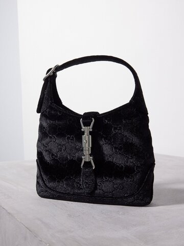 gucci - jackie 1961 velvet shoulder bag - womens - black