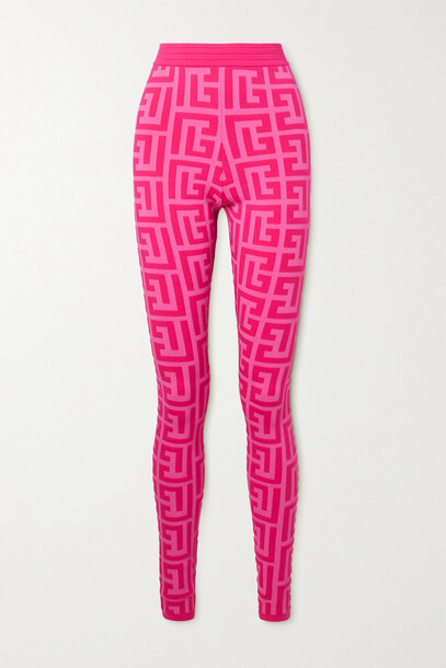 Balmain - + Barbie Jacquard-knit Wool-blend Leggings - Pink