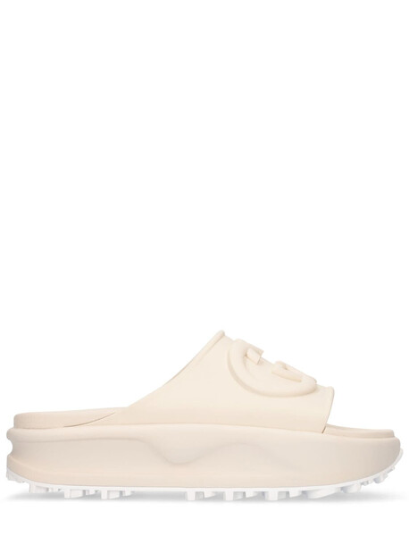 GUCCI 25mm Miami Rubber Wedge Sandals in white