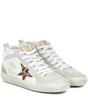 Golden Goose Mid Star leather and suede sneakers in white