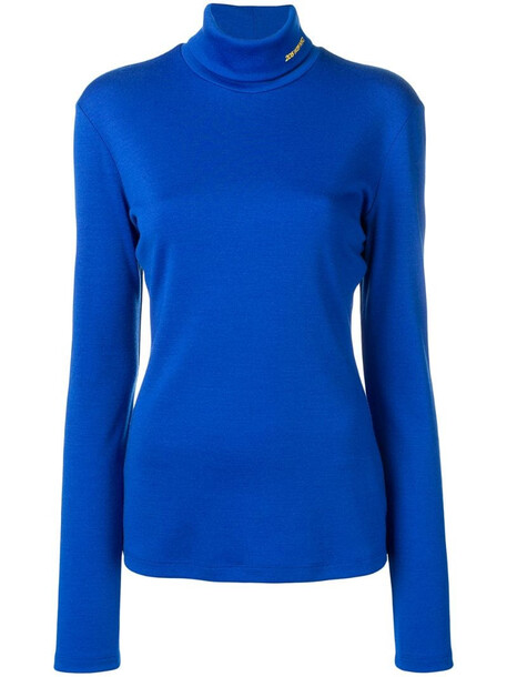 Calvin Klein roll neck knitted top in blue