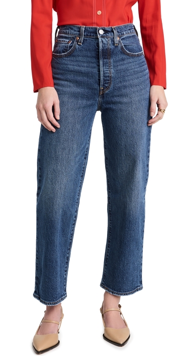 levi's ribcage straight ankle jeans dark indigo 25