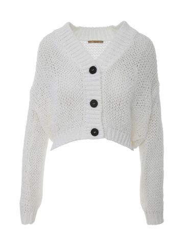 Nuur Boxy Cotton Cardigan in white