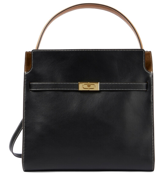 Tory Burch Lee Radziwill leather and suede tote in black