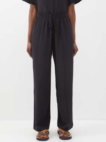 matteau - elasticated-waist silk trousers - womens - black