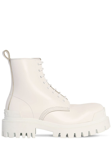 BALENCIAGA 60mm Strike Leather Combat Boots in white