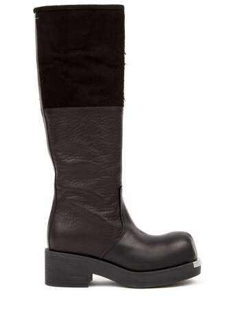 mm6 maison margiela panelled leather boots - black