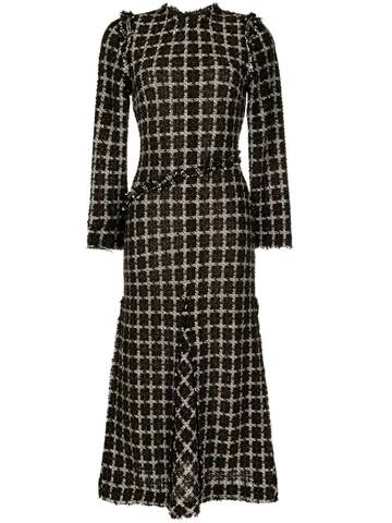 rodebjer checked tweed midi dress - multicolour