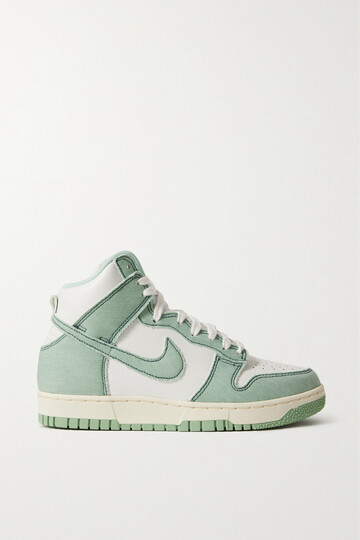 nike - dunk 1985 topstitched denim and leather high-top sneakers - green