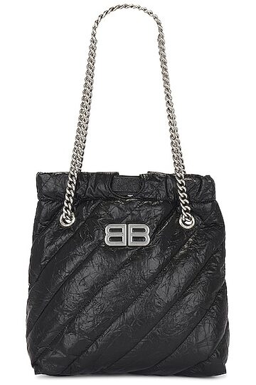 balenciaga quilted crush tote small bag in black