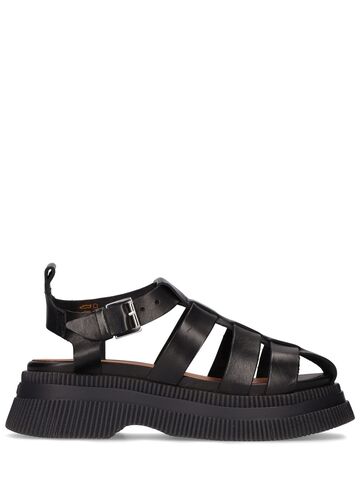 GANNI 55mm Creepers Leather Fisherman Sandals in black
