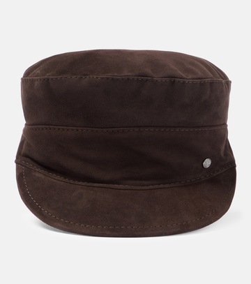maison michel romy leather cap in brown
