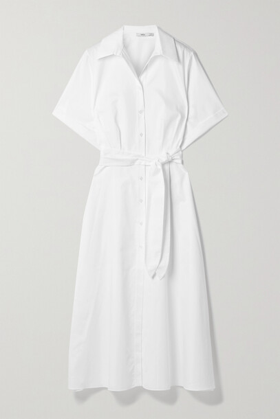 Safiyaa - Cezanne Belted Cotton-poplin Midi Shirt Dress - White