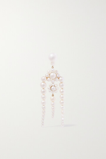 sophie bille brahe - jardin de fleurs 14-karat gold pearl single earring - white