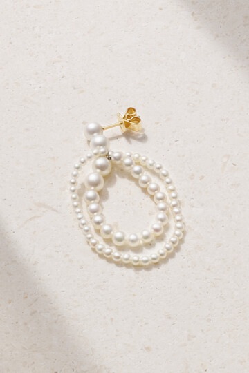 sophie bille brahe - wrapped 14-karat recycled gold pearl single earring - one size