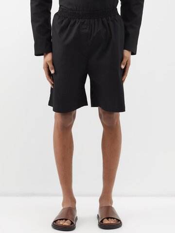 albus lumen - cotton-poplin shorts - mens - black