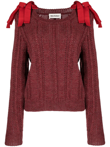 Molly Goddard chunky-knit bow-detail jumper - Red
