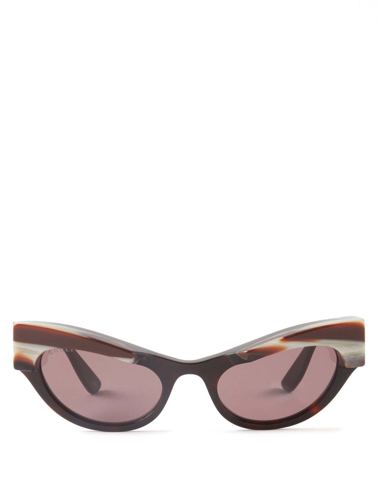 Gucci - Horn-effect Rim Cat-eye Acetate Sunglasses - Womens - Brown Multi
