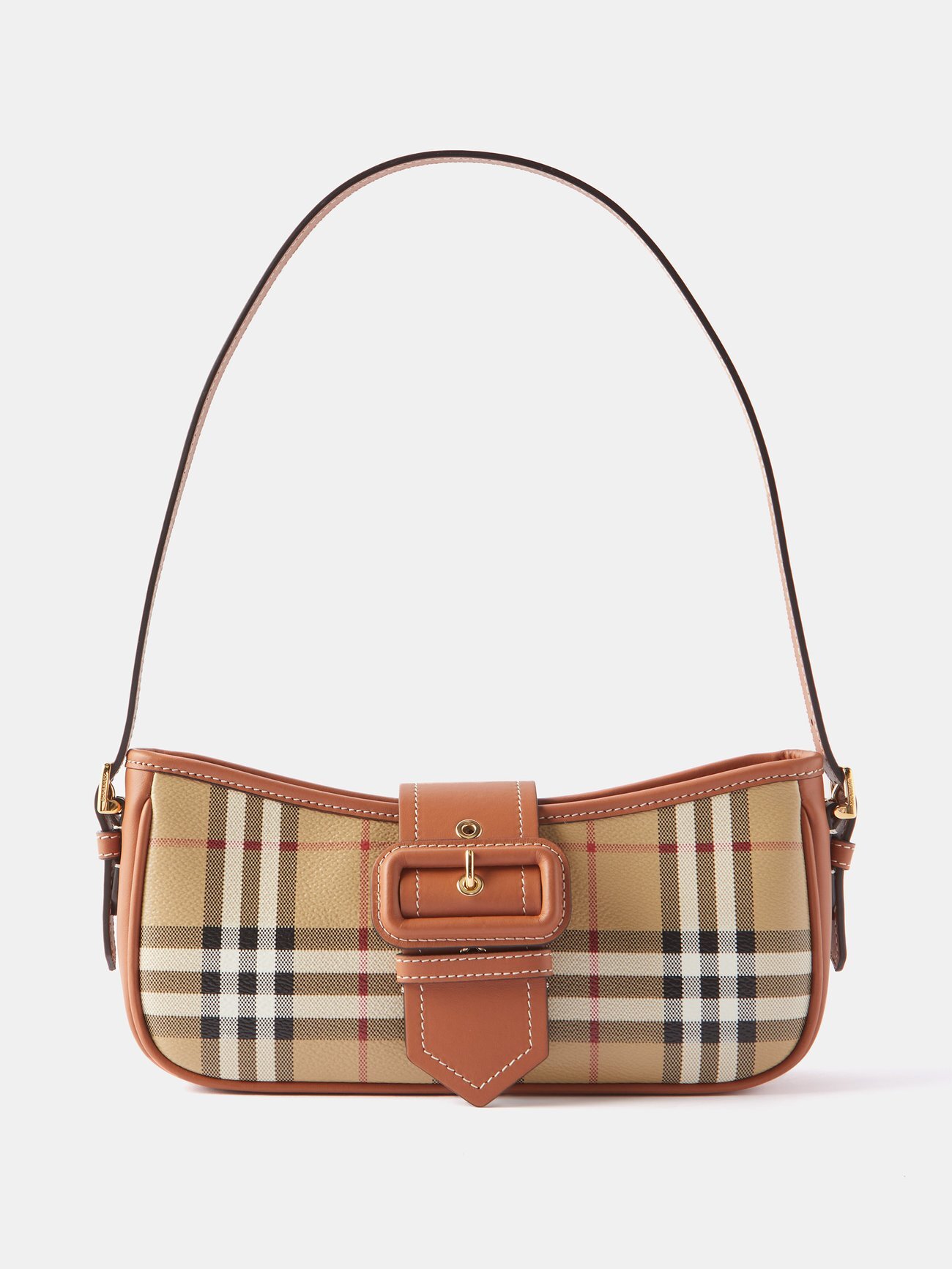 Burberry - Sling Check-canvas Leather-trim Shoulder Bag - Womens - Beige Multi