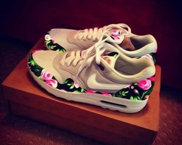shoes floral air max nike grey trainers