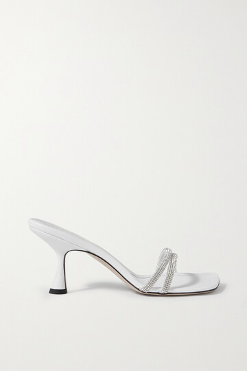 wandler - julio crystal-embellished leather mules - white