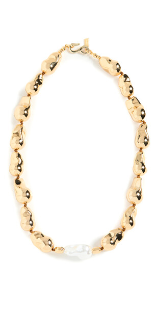 Kenneth Jay Lane Gold Brass Nugget Necklace