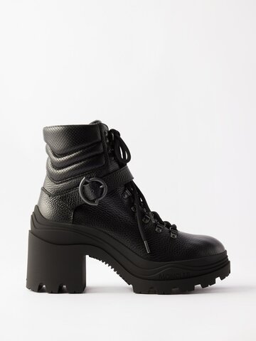 moncler - envile block-heel leather ankle boots - womens - black