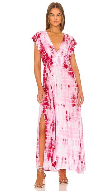 Tiare Hawaii Dahlia Maxi Dress in Burgundy in pink