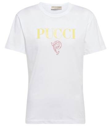 Pucci Printed cotton T-shirt in white
