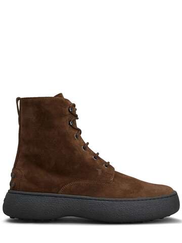 tod's suede lace-up boots in brown