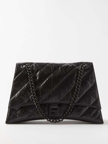 balenciaga - crush m quilted creased leather shoulder bag - womens - black