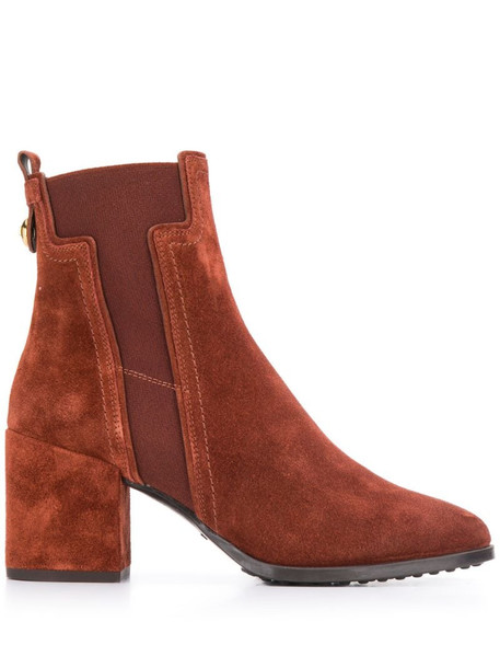Tod's block heel ankle boots in brown