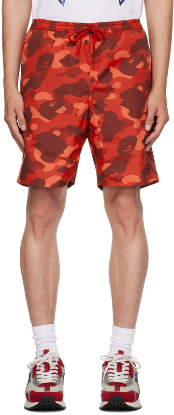 bape red camo shark reversible shorts