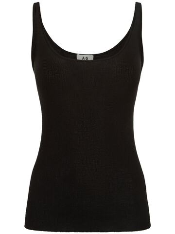 AG Sofia Ribbed Wool & Silk Tank Top in black