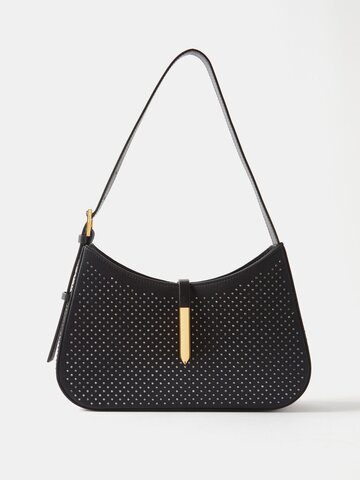 demellier - tokyo mini embellished-satin shoulder bag - womens - black