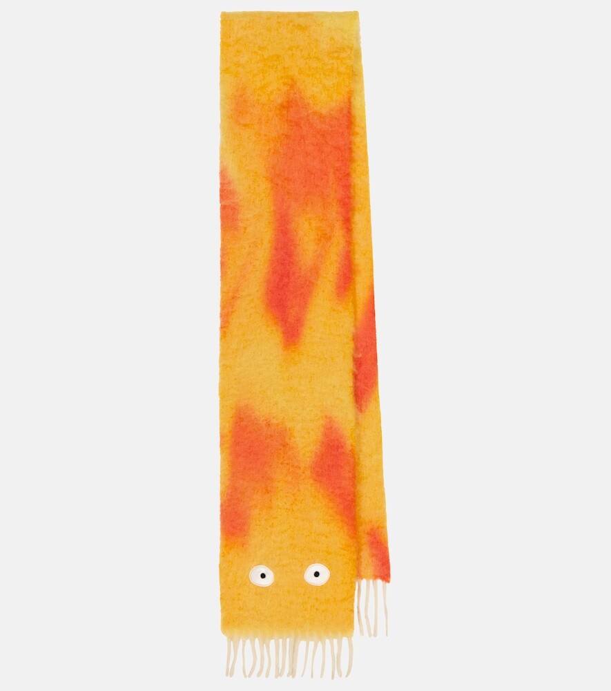 Loewe x Howl's Moving Castle Calcifer wool and mohair scarf in orange - Wheretoget