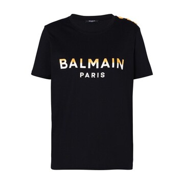 Balmain Paris T-Shirt With Buttons in black