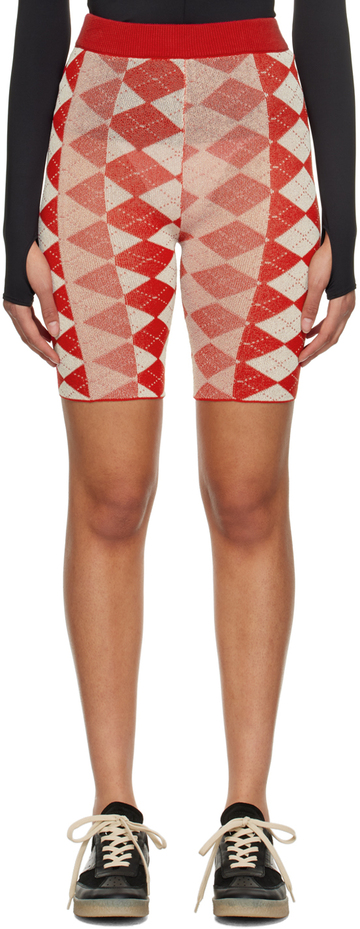 mm6 maison margiela red & white argyle shorts