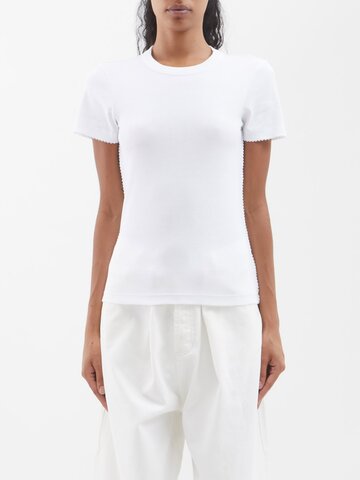 saks potts - uma scalloped organic-cotton jersey t-shirt - womens - white