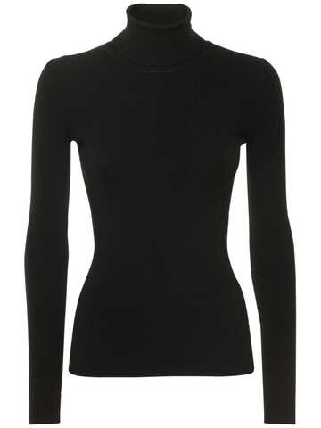 MICHAEL KORS COLLECTION Wool Blend Ribbed Turtleneck Top in black