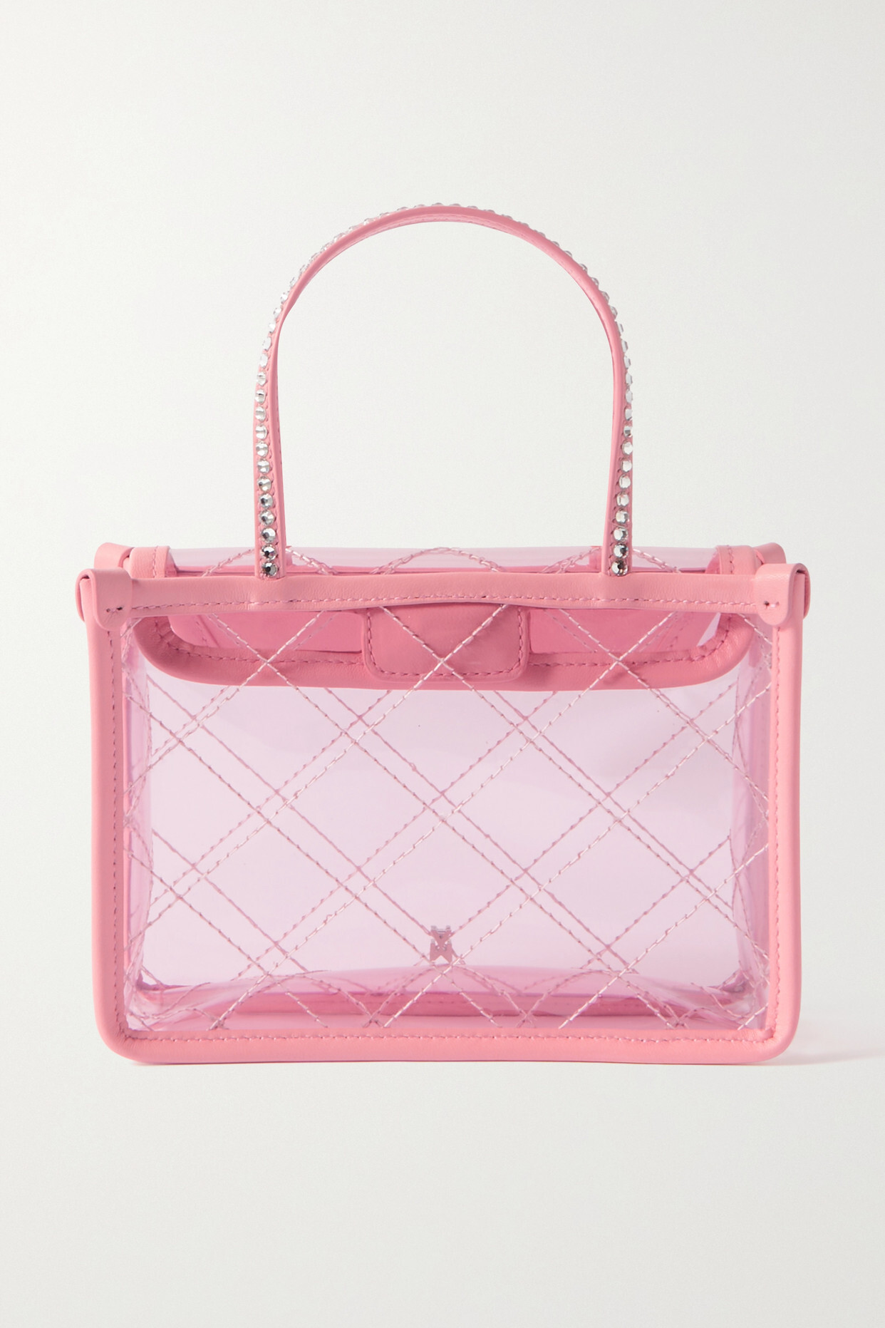 Amina Muaddi - Betty Mini Crystal-embellished Leather-trimmed Pvc Tote - Pink