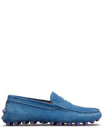 tod's 5mm gommino macro suede loafers in blue