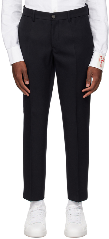 golden goose navy tapered trousers in blue