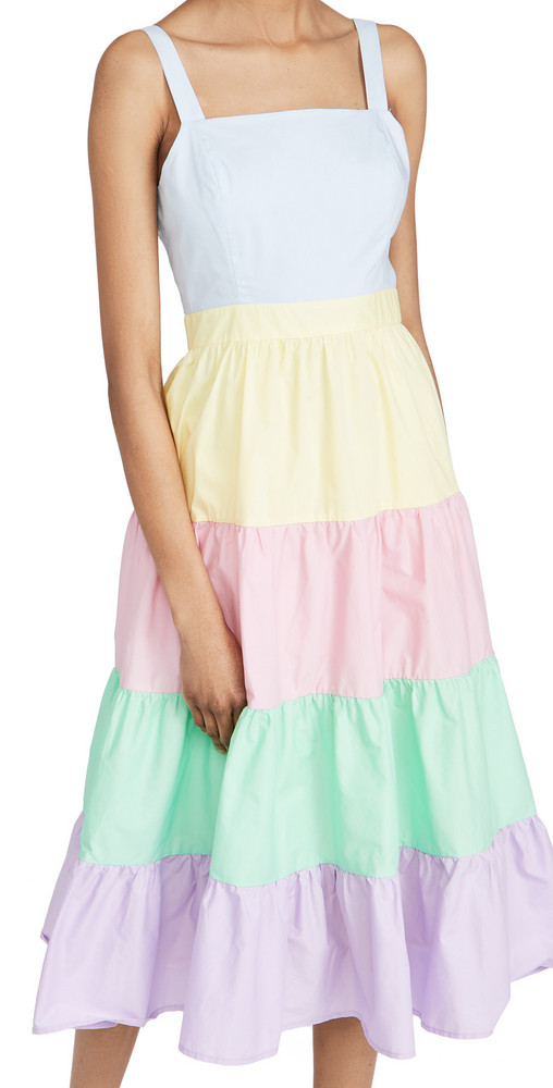 ENGLISH FACTORY Colorblock Midi Dress in multi