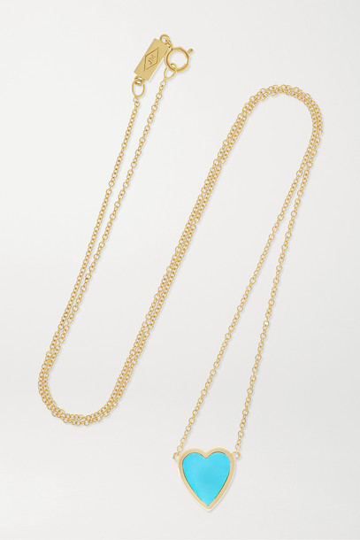 JENNIFER MEYER - Mini Heart 18-karat Gold Turquoise Necklace - one size
