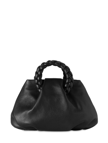 HEREU Bombon Leather Top Handle Bag in black