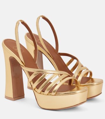 malone souliers amaya 125 leather platform sandals in gold