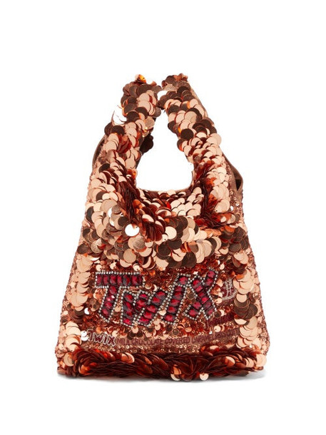 Anya Hindmarch - Twix Sequinned Recycled-satin Tote Bag - Womens - Gold Multi