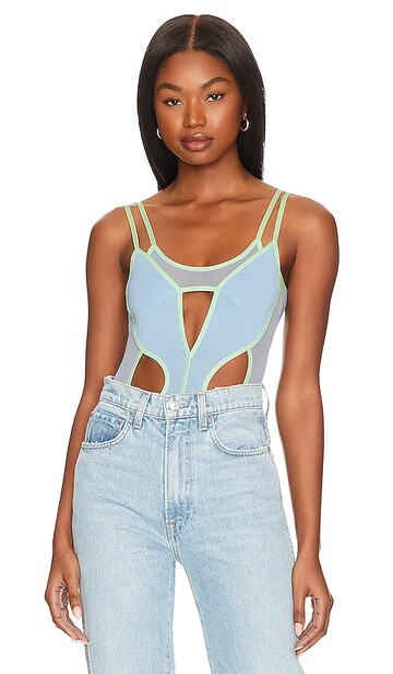 OW Collection Yasmin Bodysuit in Baby Blue in green / clear