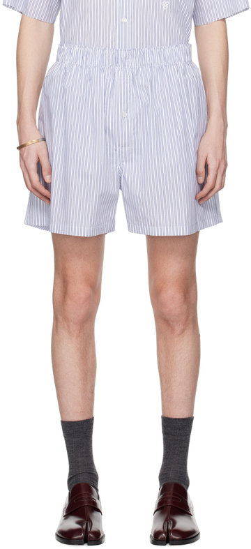 maison margiela blue & white striped shorts